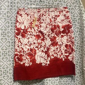 Tommy Bahama Red and White Floral A-Line Skirt
